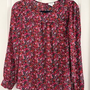 J Crew Vibrant Pink Floral Blouse